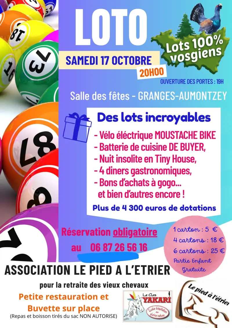 GRAND LOTO À GRANGES-AUMONTZEY – PLUS DE 4 300 € DE LOTS À GAGNER ! — photo 1